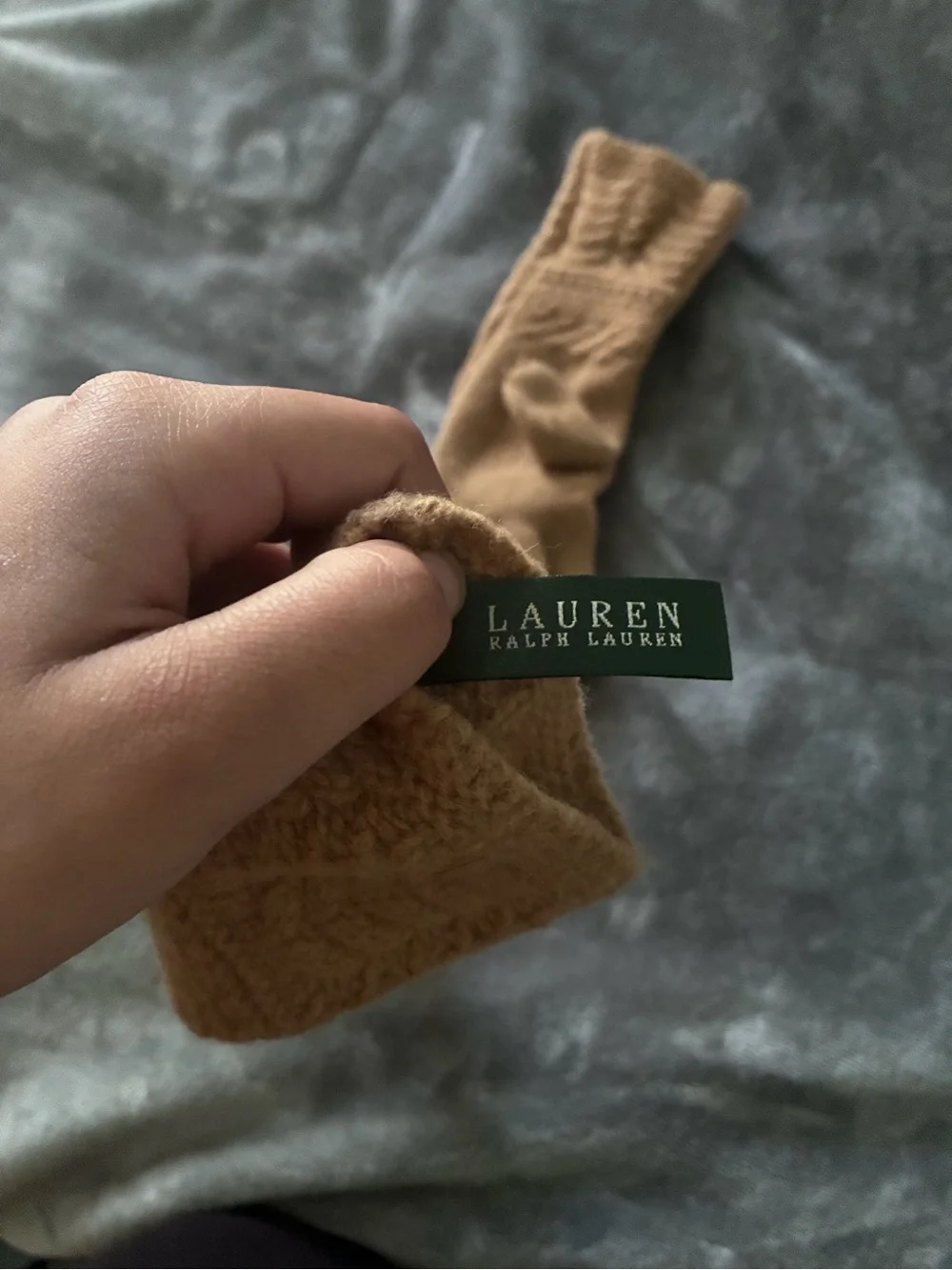Lauren Ralph Lauren Tan Beige Knit Winter Gloves